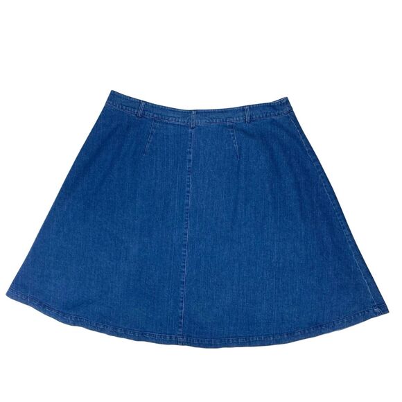 ModCloth Denim Skirt Women 22 Blue Button Front Classic Western Flare Midi Skirt - Picture 6 of 12